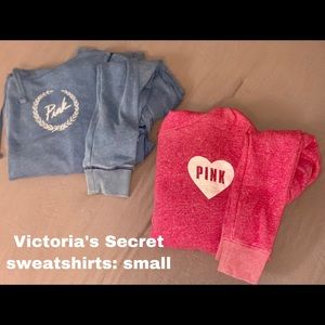 Two Victoria’s Secret sweatshirts, sold together.